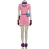DRAGON Bulma Cosplay Costumes Female Anime Character Uniform Rosa Gestreiftes Kleid Halloween Carnival Costumes 3 - Dragon Ball Gifts